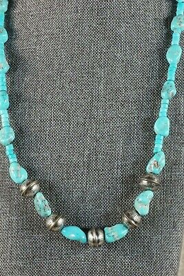 Navajo Turquoise & Sterling Silver Necklace - Native American - High Lonesome Trading