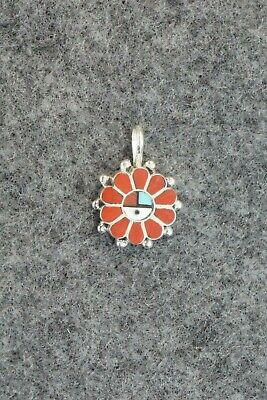 Coral & Sterling Silver Pendant - Maxine Soseeah