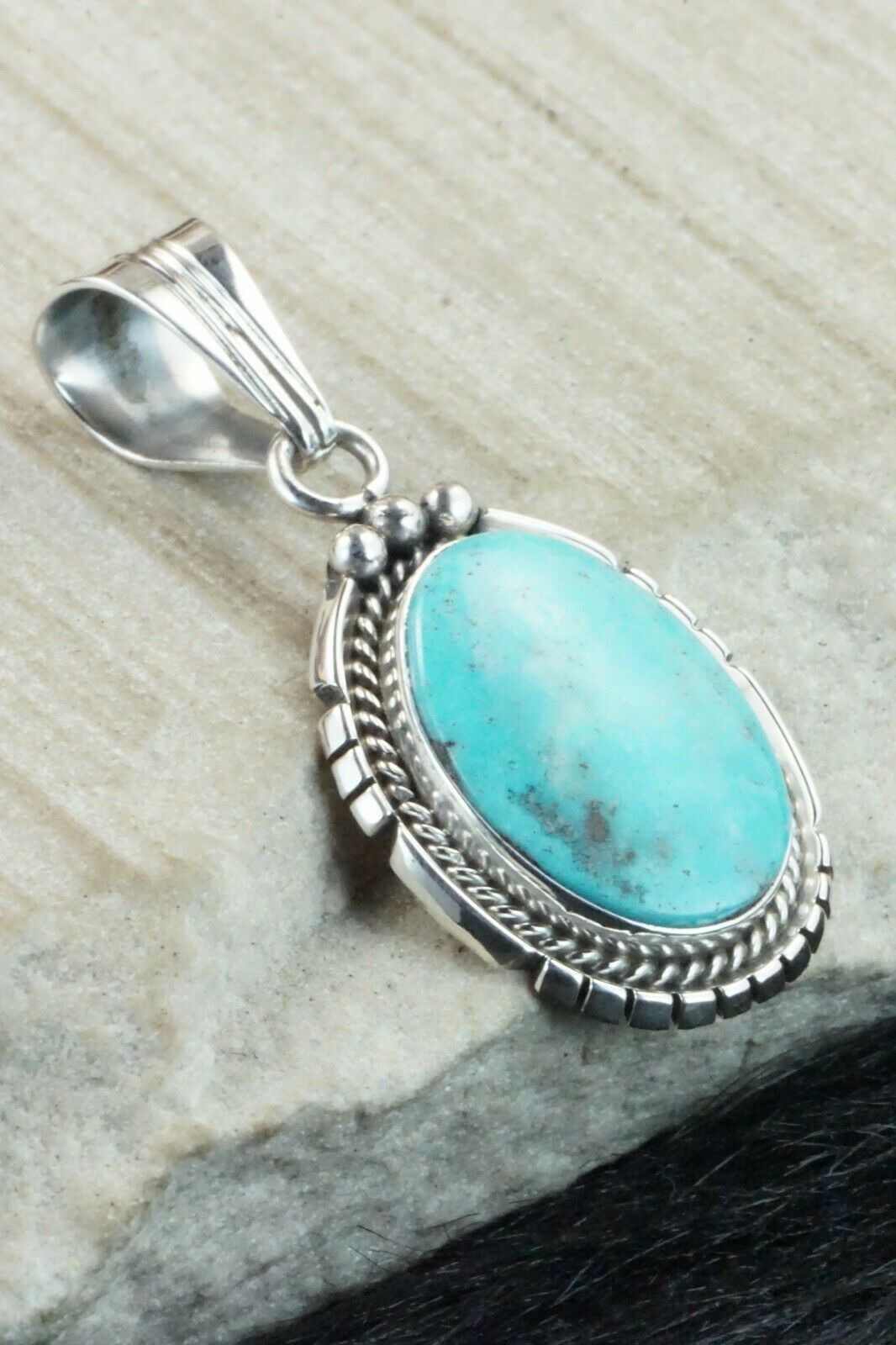 Turquoise & Sterling Silver Pendant - Samuel Yellowhair