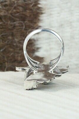 Turquoise, Coral & Sterling Silver Ring - Harry Yazzie - Size 6.5