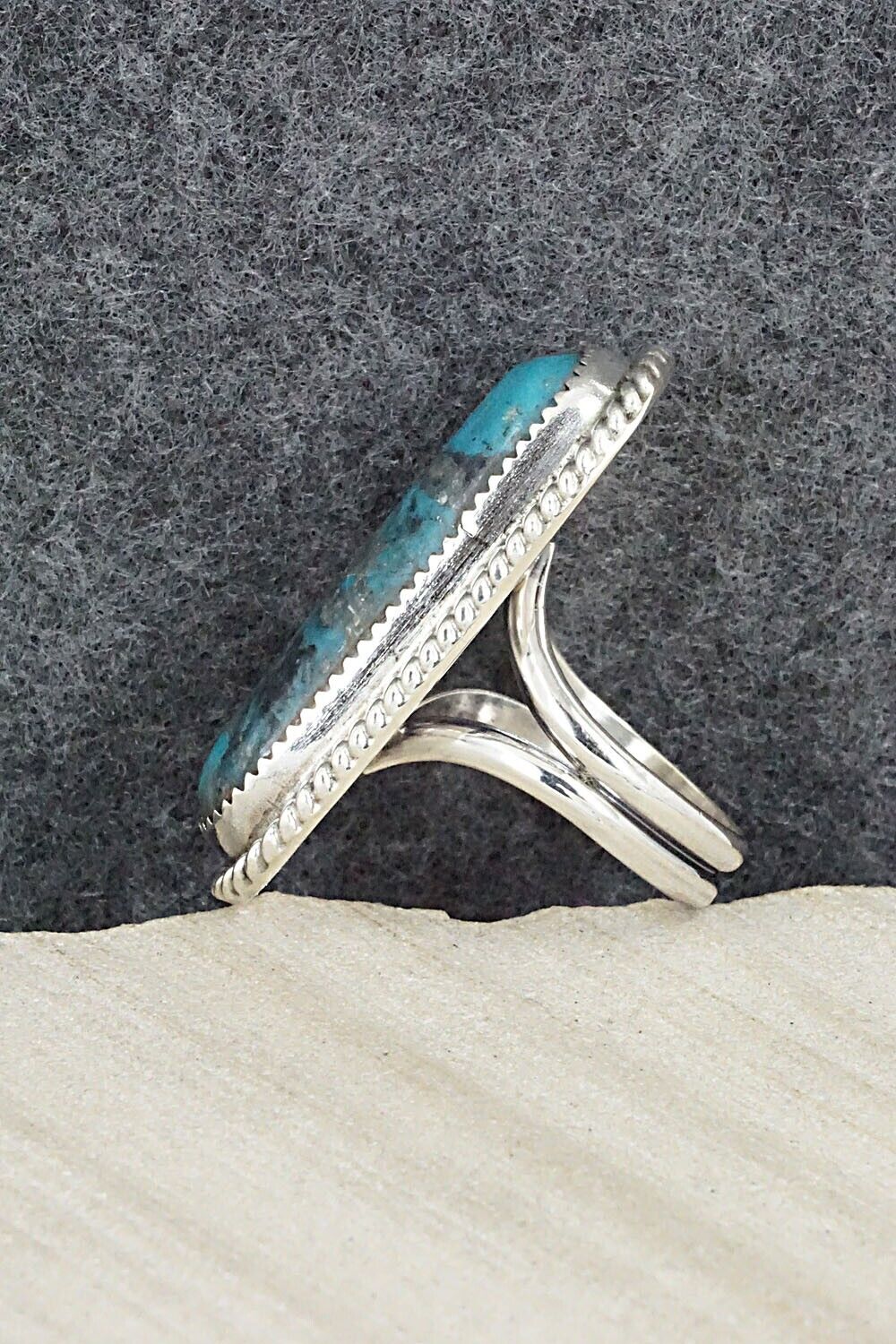 Turquoise & Sterling Silver Ring - Leslie Nez - Size 9