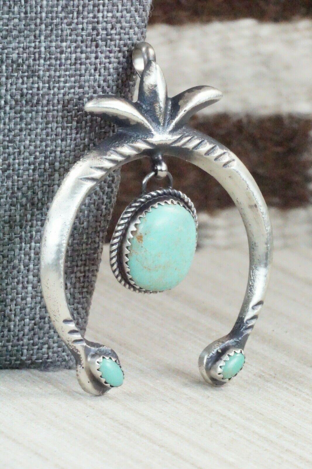 Turquoise and Sterling Silver Pendant - Martha Cayatineto - High Lonesome Trading