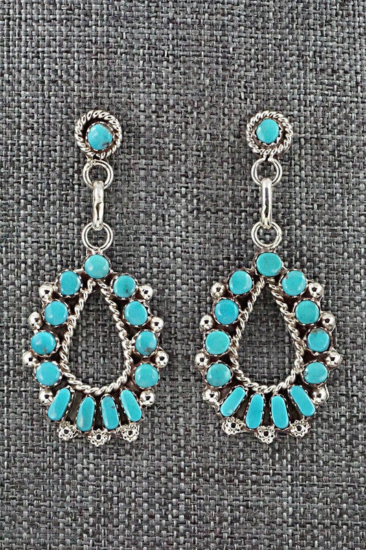 Turquoise & Sterling Silver Earrings - Vangie Tsabetsaye