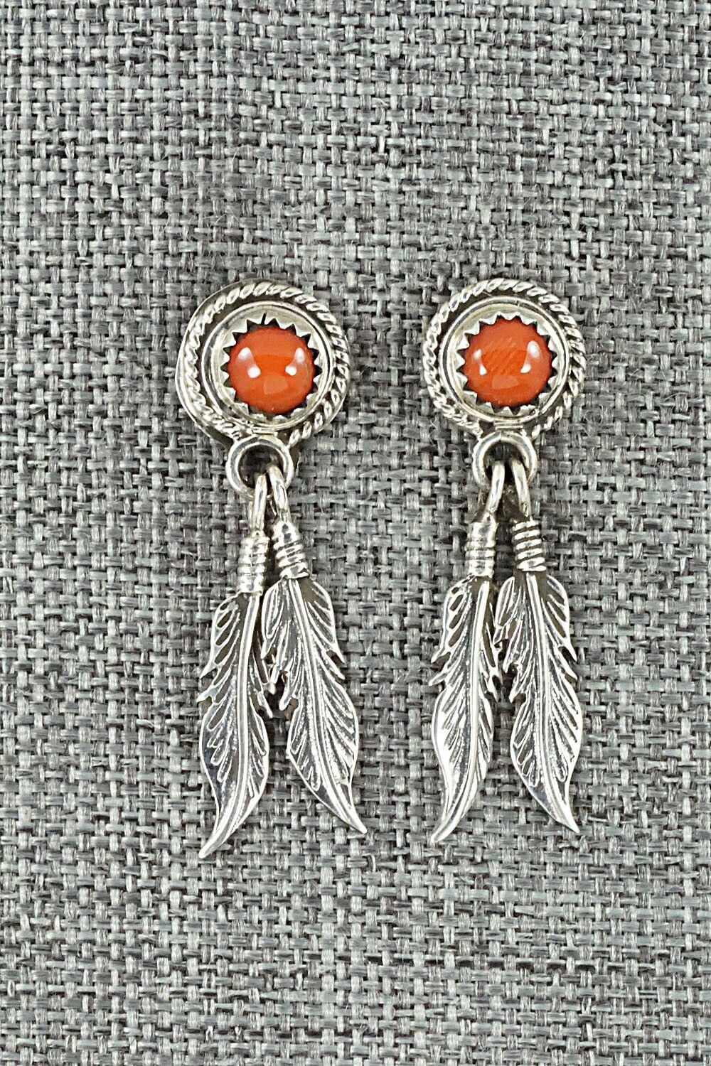 Coral & Sterling Silver Earrings - Sadie Jim