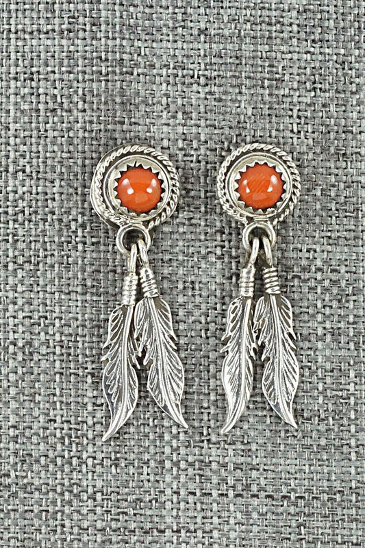 Coral & Sterling Silver Earrings - Sadie Jim