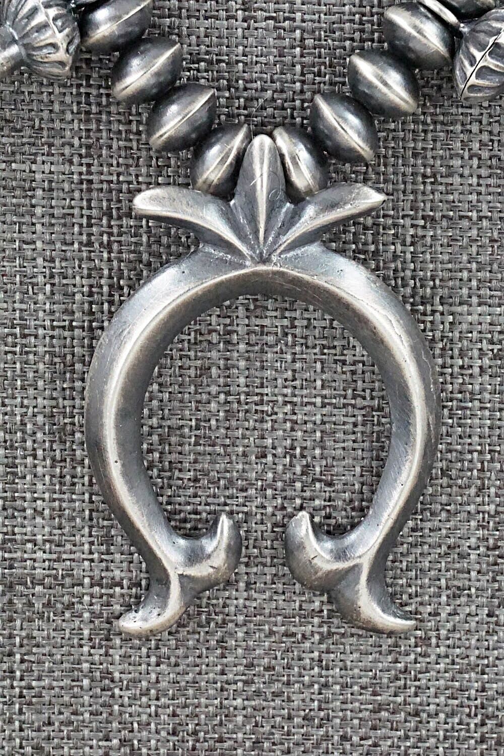Sterling Silver Navajo Pearl Squash Blossom Necklace - Presley Haley