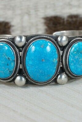 Navajo 5 Stone Turquoise and Sterling Silver Bracelet - Calvin Martinez - High Lonesome Trading