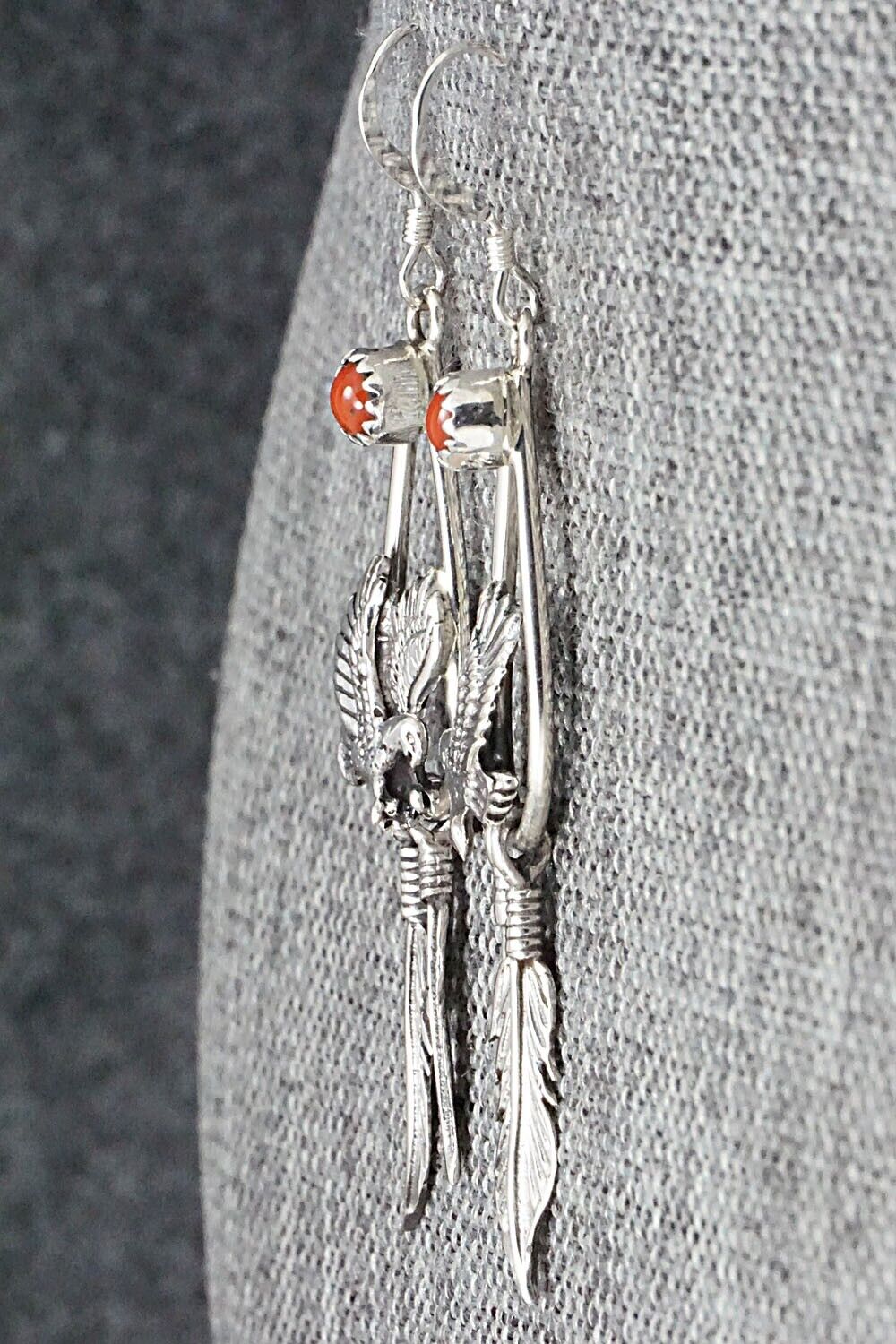 Coral & Sterling Silver Earrings - Elaine Shirley