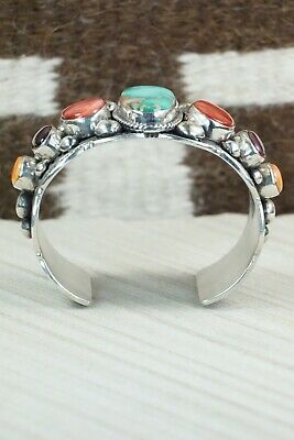 Spiny Oyster, Turquoise & Sterling Silver Bracelet - Guy Hoskie