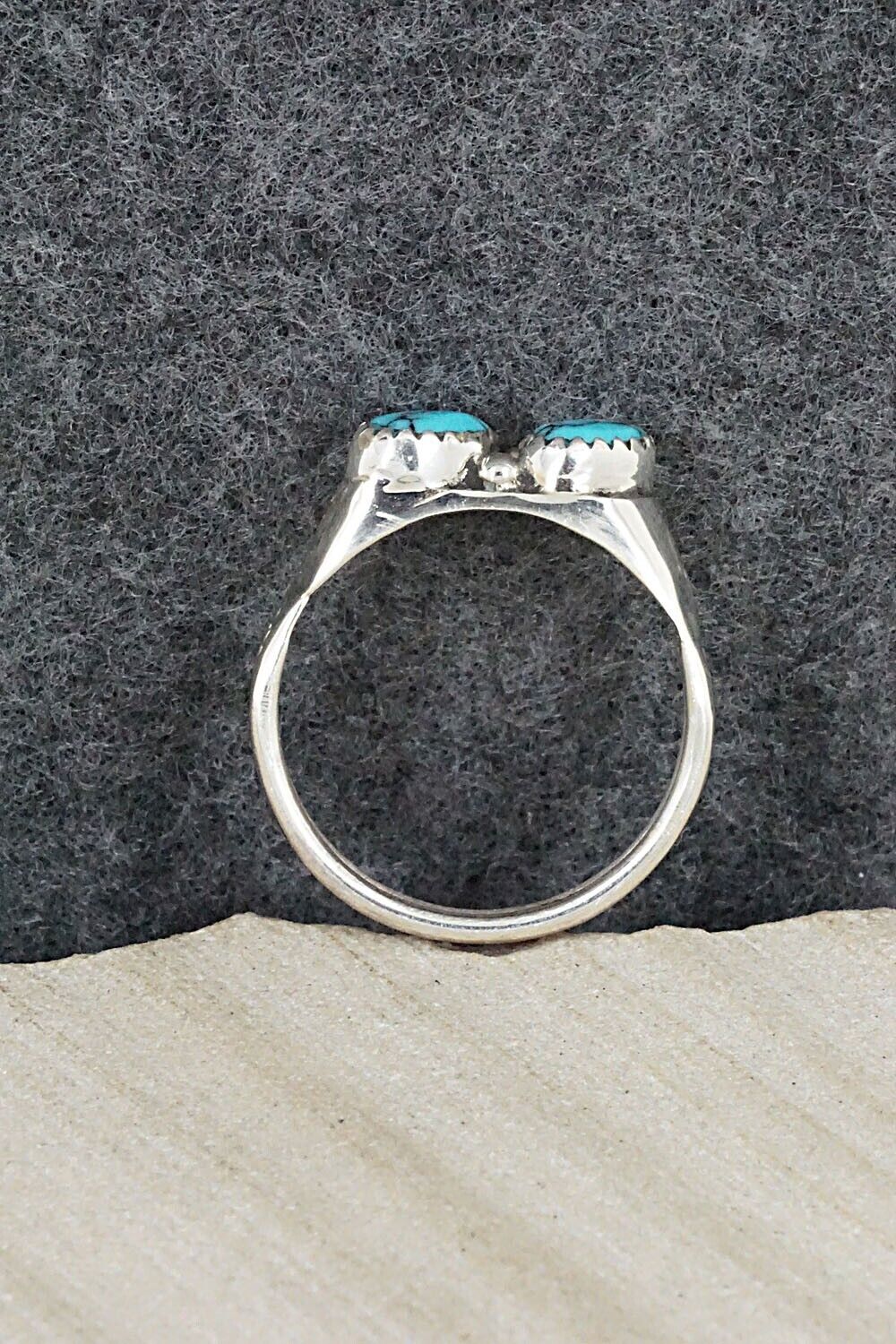 Turquoise and Sterling Silver Ring - Roy Thompson - Size 11.75