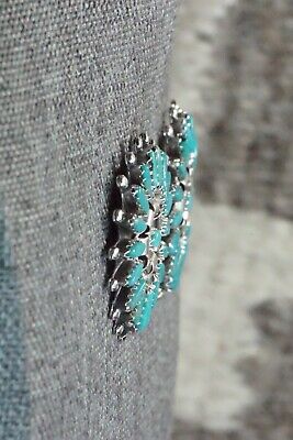 Turquoise and Sterling Silver Earrings - Nathaniel Nez