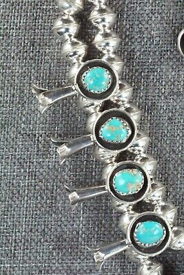 Turquoise & Sterling Silver Squash Blossom and Earrings - Phil Garcia