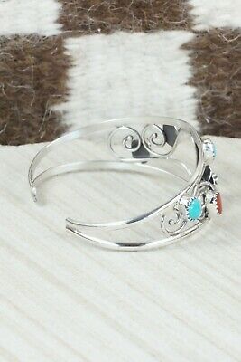 Turquoise, Coral & Sterling Silver Bracelet - Max Calladitto