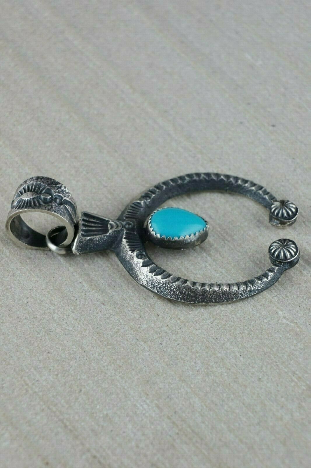 Navajo Turquoise and Sterling Silver Pendant - Eva & Linberg Billah - High Lonesome Trading