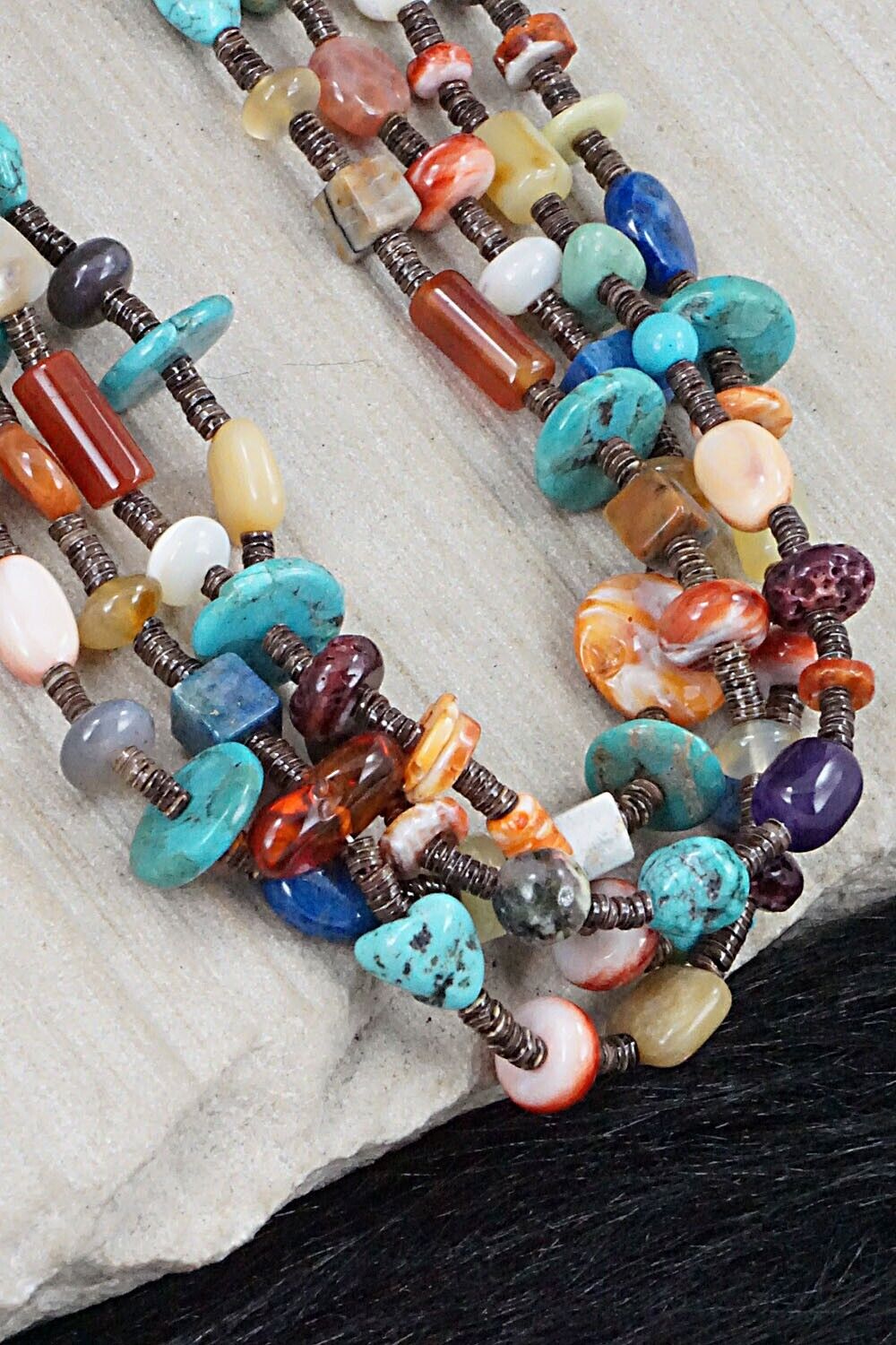 Multi Stone and Sterling Silver Necklace - Helen Tsosie