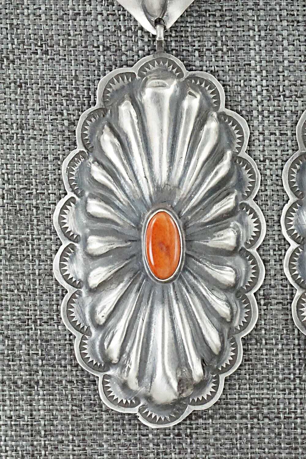 Spiny Oyster and Sterling Silver Earrings - Rita Lee