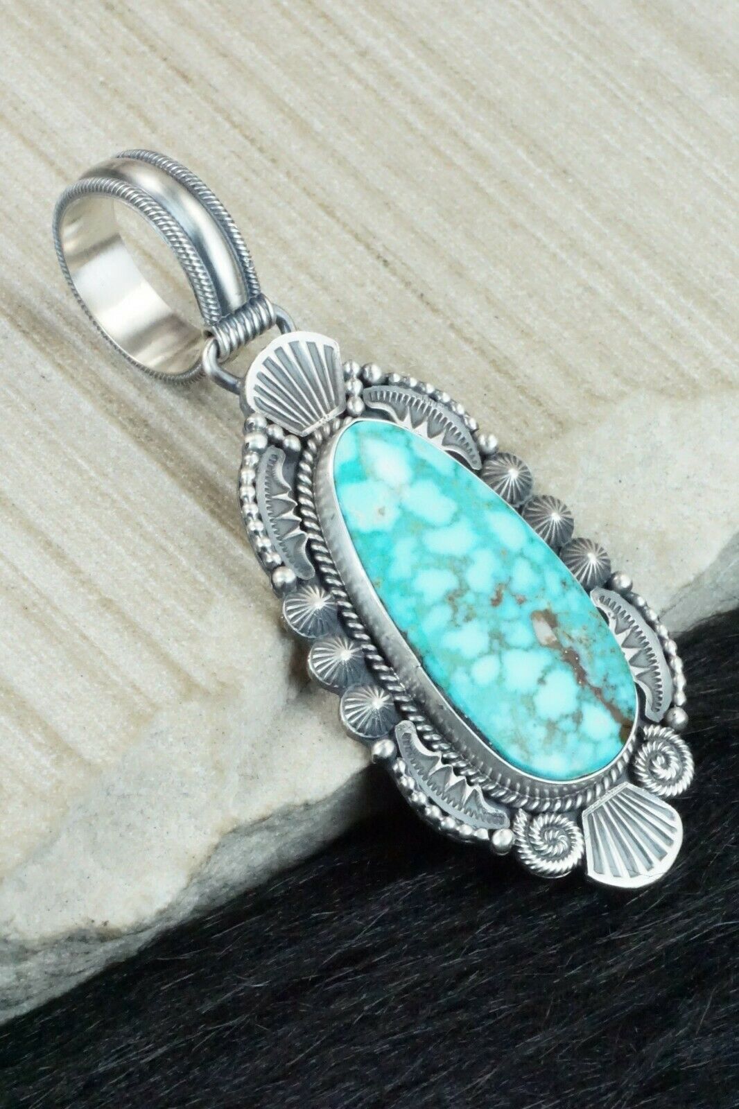 Turquoise & Sterling Silver Pendant - Michael Calladitto