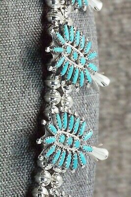 Turquoise & Sterling Silver Squash Blossom and Earrings - Nathaniel Nez