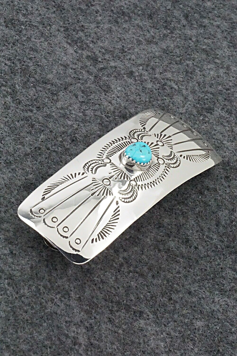 Turquoise & Sterling Silver Hair Barrette - Joann Silver
