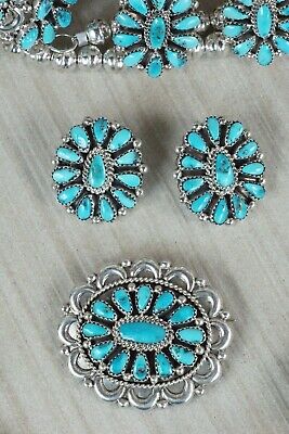 Turquoise & Sterling Silver Squash Blossom Set - Eunise Wilson