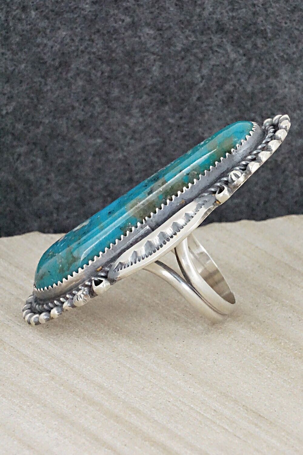Turquoise & Sterling Silver Ring - Leslie Nez - Size 10.25