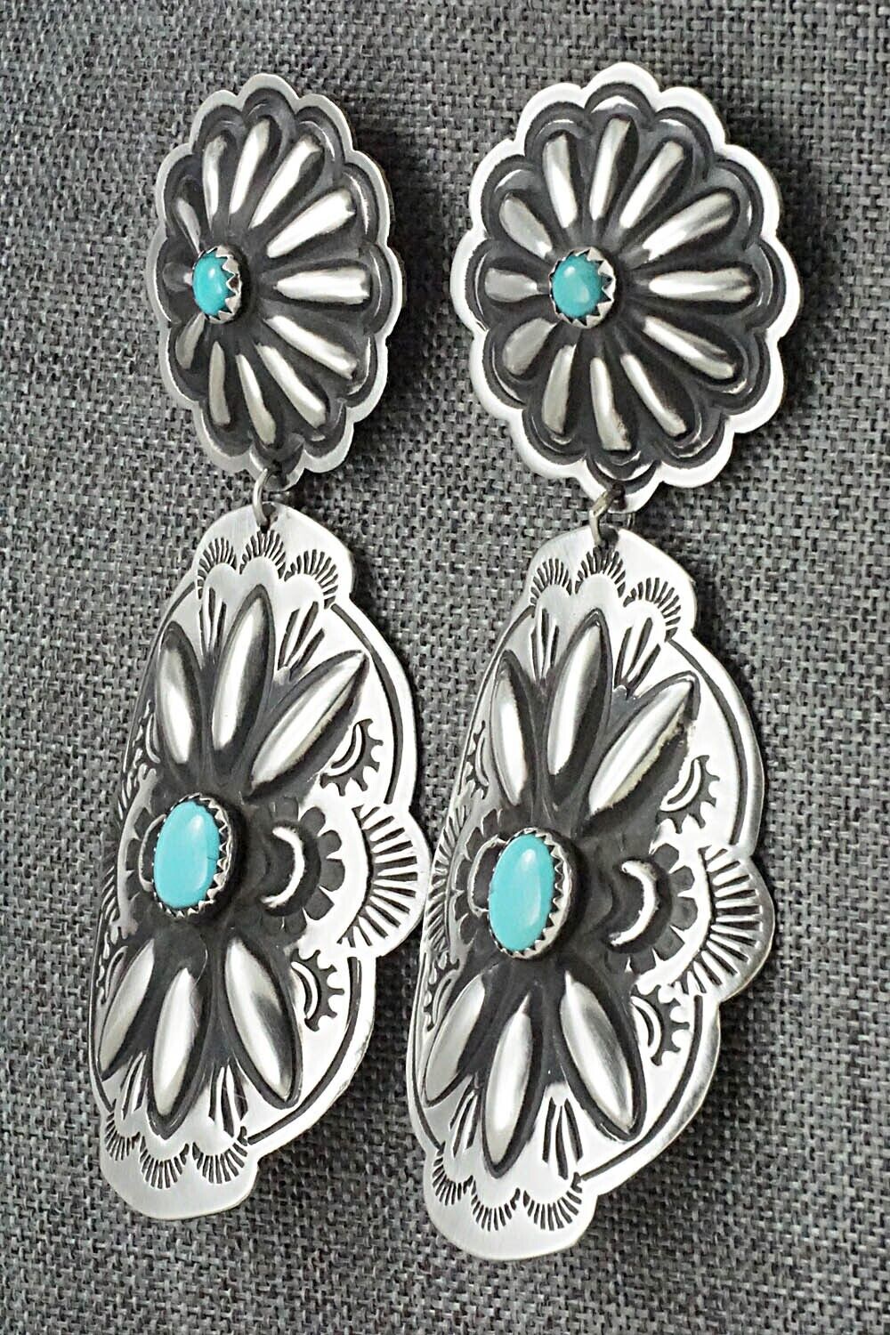Turquoise & Sterling Silver Earrings - Leander Tahe