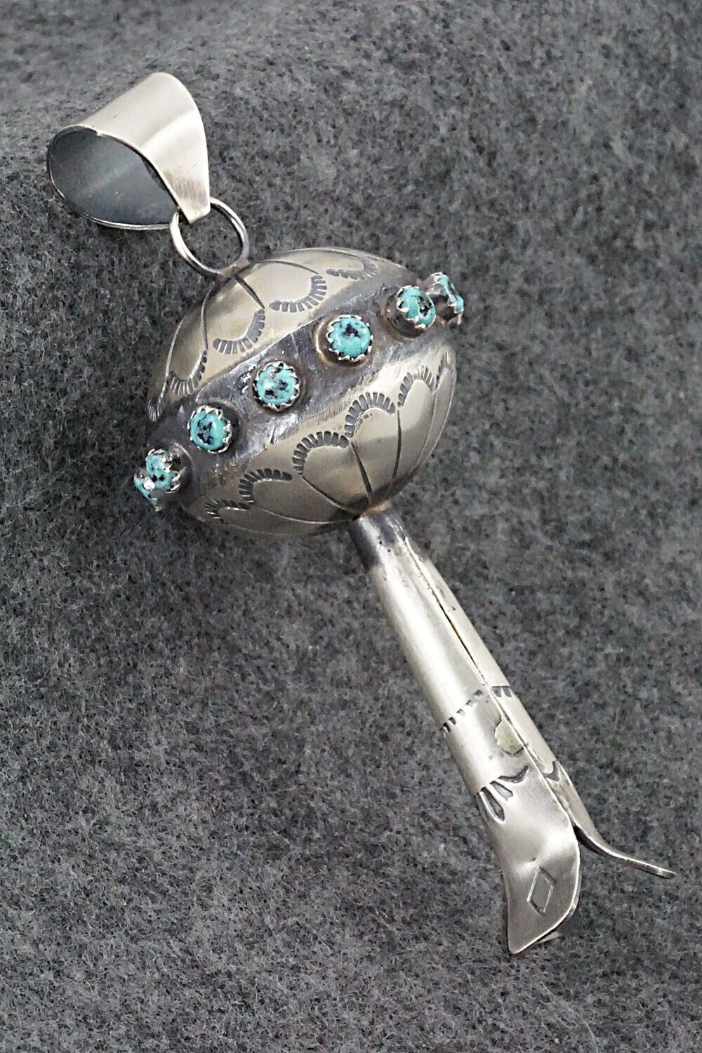 Turquoise and Sterling Silver Blossom Pendant - Tim Yazzie