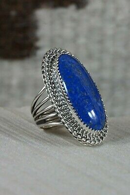 Navajo Lapis and Sterling Silver Ring - Thomas Yazzie - Size 6.25 - High Lonesome Trading