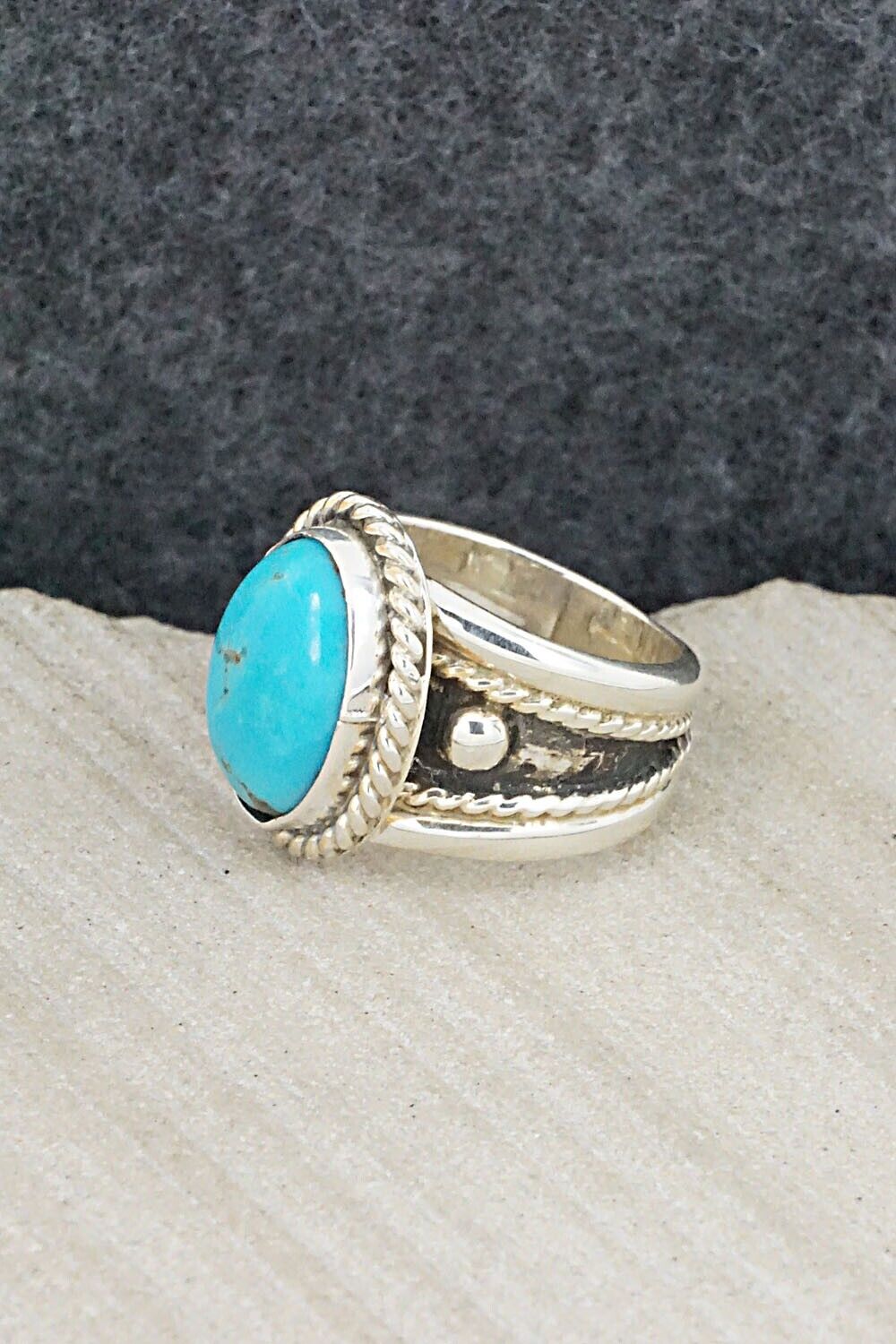 Turquoise & Sterling Silver Ring - Thomas Yazzie - Size 5.75