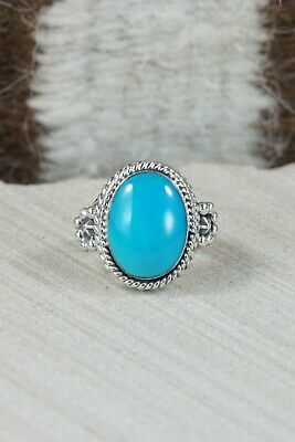 Navajo Turquoise & Sterling Silver Ring - Sheena Jack - Size 4.75