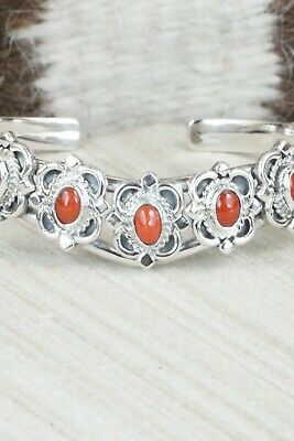 Coral & Sterling Silver Bracelet - Bobby Platero
