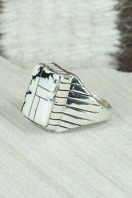Inlay White Buffalo & Sterling Silver Ring - Ray Jack - Size 9.75 - High Lonesome Trading