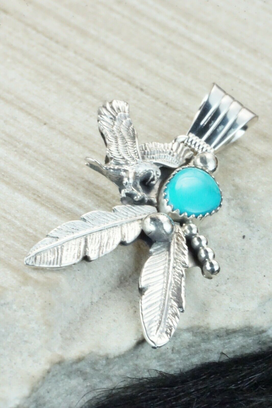 Turquoise and Sterling Silver Pendant - Genevieve Francisco