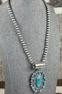 Turquoise Pendant & Sterling Silver Necklace - Tom Lewis