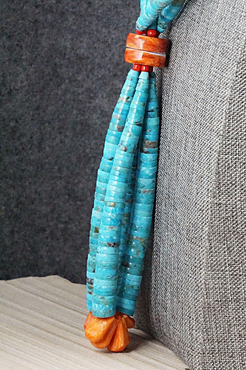 Turquoise & Spiny Oyster Necklace - Lupe Lovato