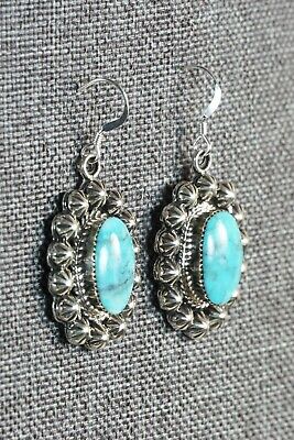 Navajo Turquoise and Sterling Silver Earrings - Angeline Platero - High Lonesome Trading