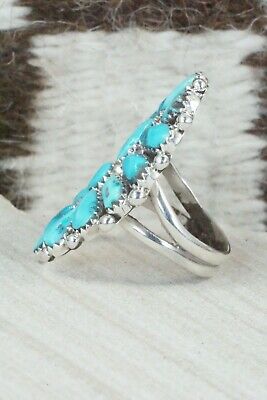 Turquoise and Sterling Silver Ring - Justina Wilson - Size 6.75