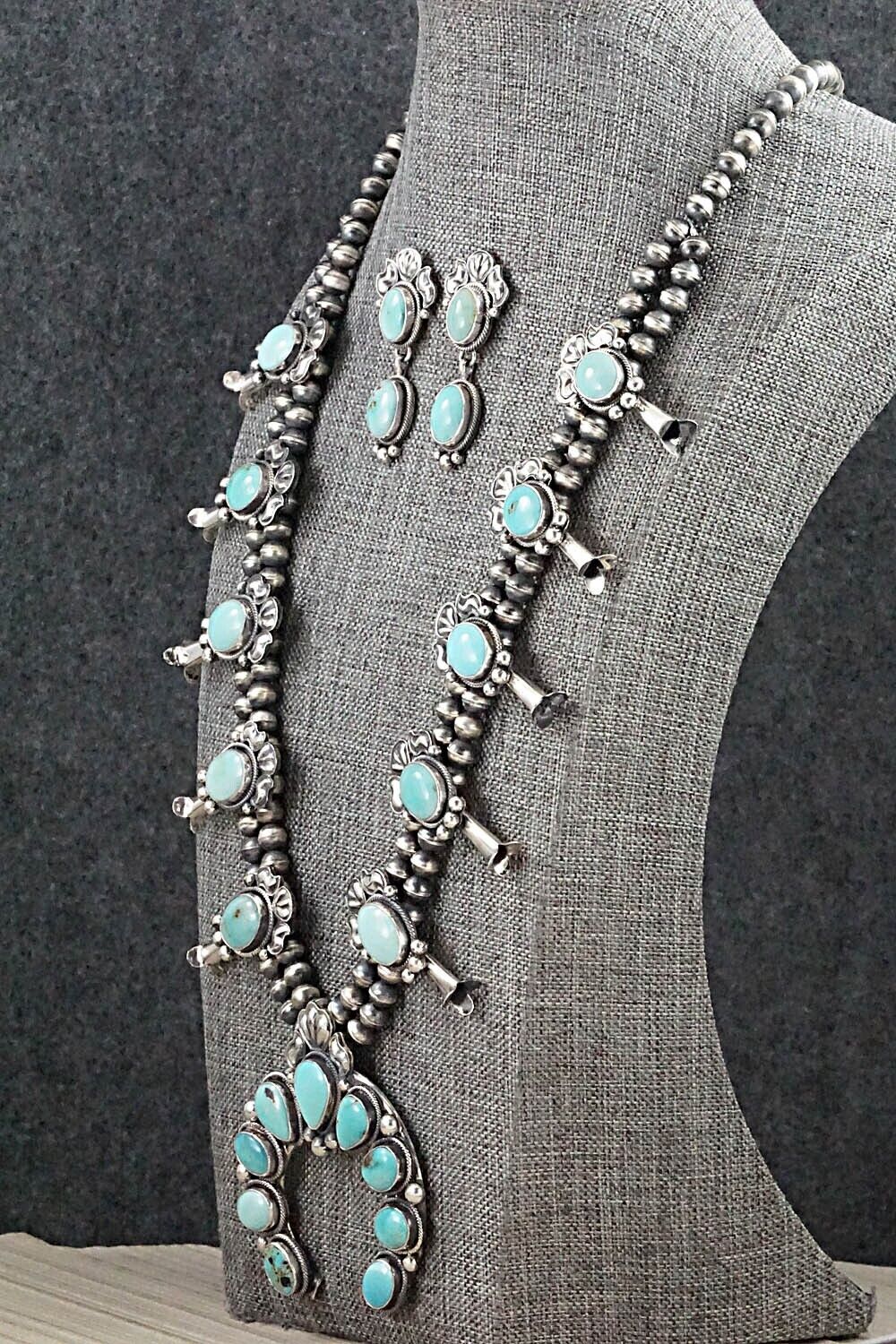 Turquoise & Sterling Silver Squash Blossom Set - Annie Haskie
