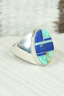 Turquoise & Sterling Silver Inlay Ring - Wilbert Gray - Size 10