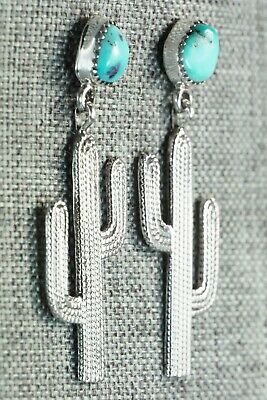 Turquoise & Sterling Silver Earrings - Delbert Gordon