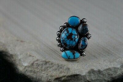 Navajo Turquoise & Sterling Silver Ring - Bea Tom - Size 7.5 - High Lonesome Trading