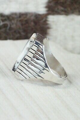 Navajo White Buffalo & Sterling Silver Ring - Ray Jack - Size 12.5