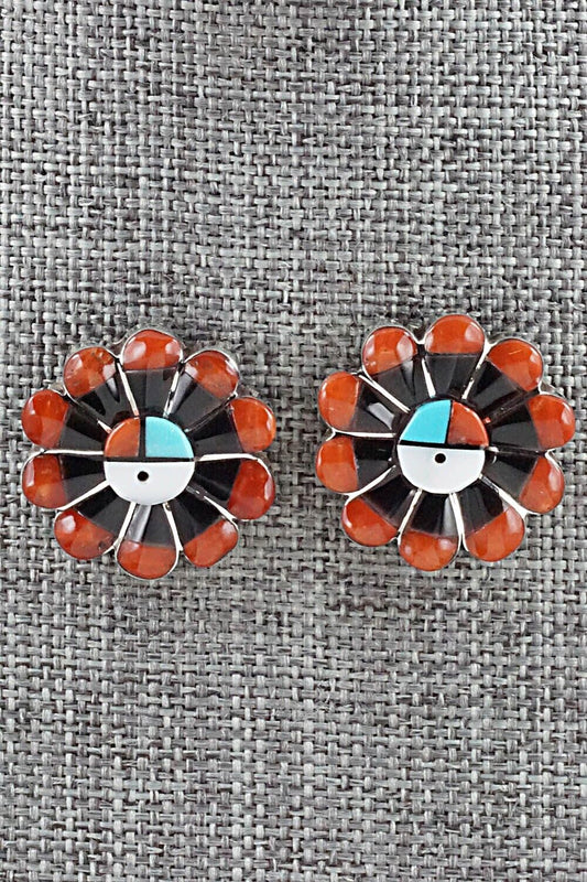 Multi Stone Inlay & Sterling Silver Earrings - Romero Vacit