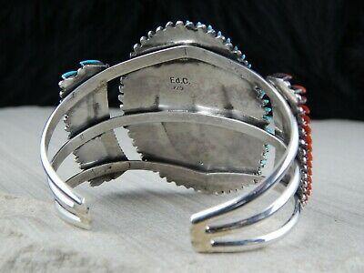 Zuni Coral, Turquoise & Sterling Silver Bracelet - Ed Cooyate - High Lonesome Trading