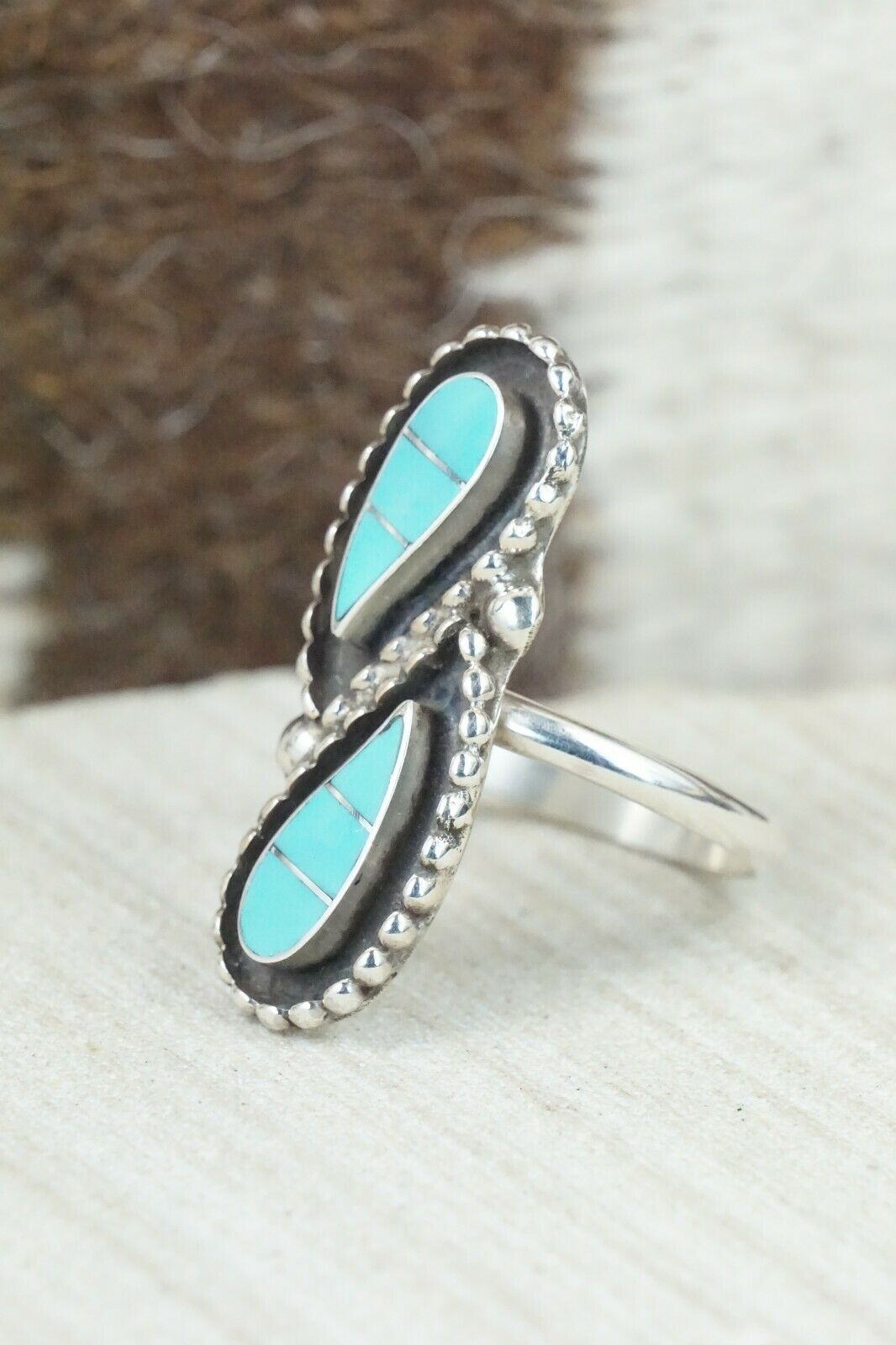 Turquoise & Sterling Silver Ring - Lloyd Salvador - Size 11