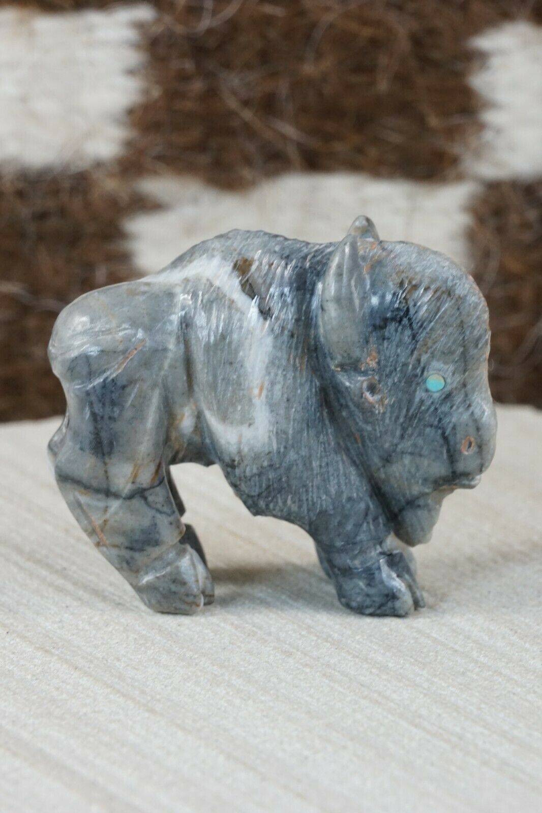 Buffalo Zuni Fetish Carving - Jonas Hastito - High Lonesome Trading