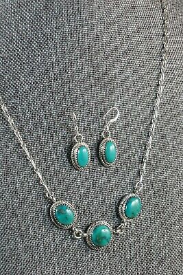 Navajo Turquoise & Sterling Silver Necklace and Earrings Set - Mark Barney