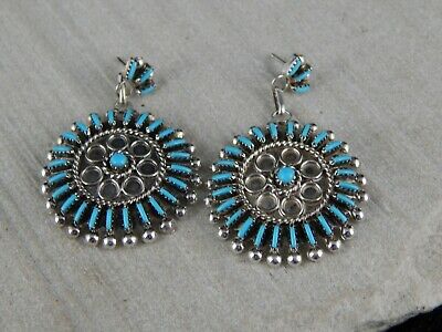 Zuni Sterling Silver & Turquoise Earrings - Philander Garcia - High Lonesome Trading
