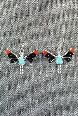 Multi Stone & Sterling Silver Inlay Earrings - Leavus Ahiyite