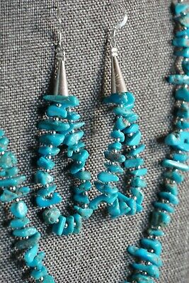 Turquoise and Sterling Silver Necklace and Earrings - Victoria Calladitto